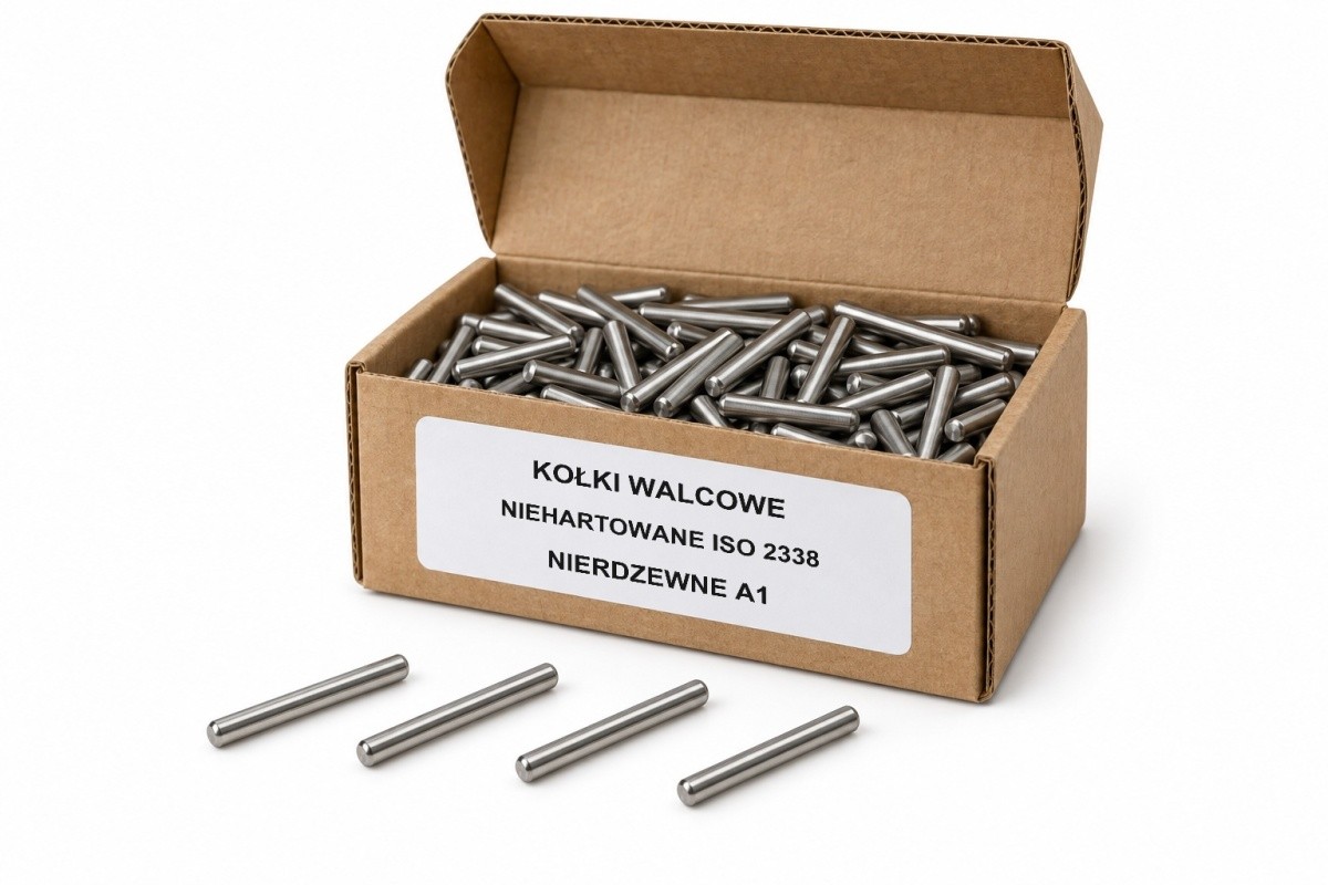 Kołki walcowe nierdzewne A1 DIN 7 / ISO 2338 — kartonik