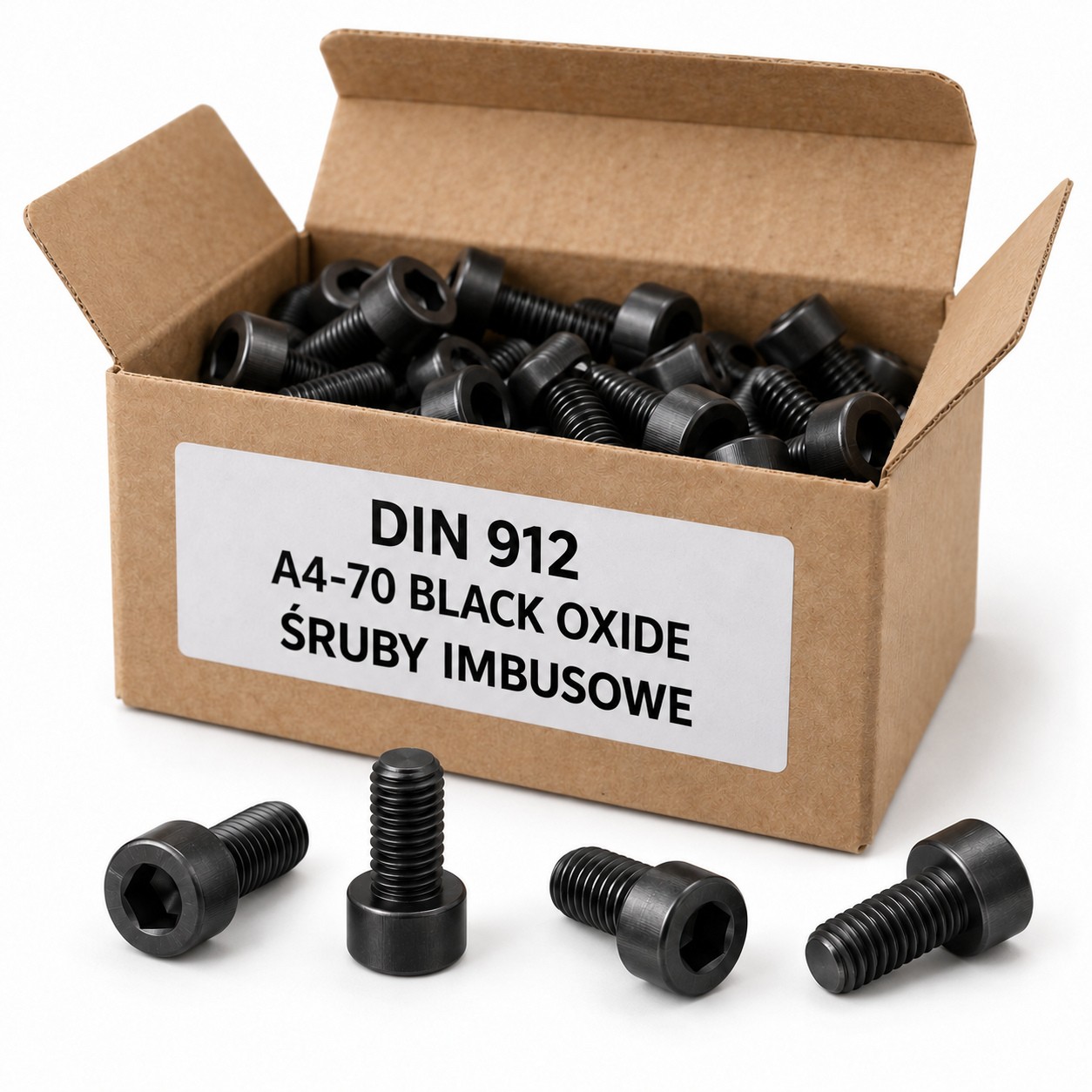Śruby DIN 912 A4-70 Black Oxide w kartoniku — ilustracja rodziny
