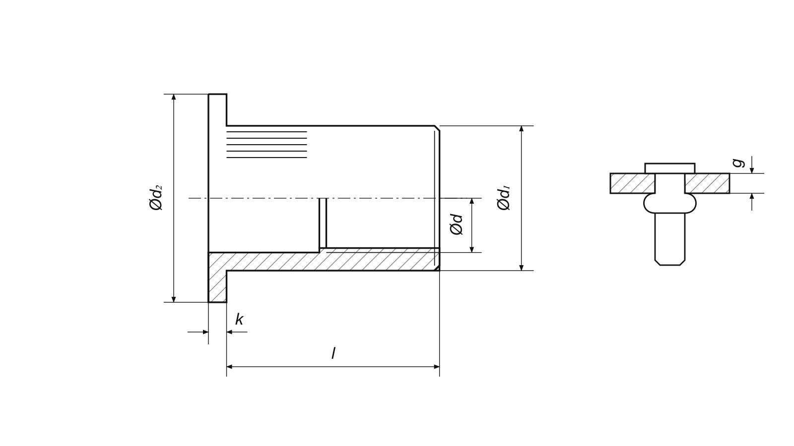 AN 315 — własny schemat wymiarowy d, d1, d2, k, l, g