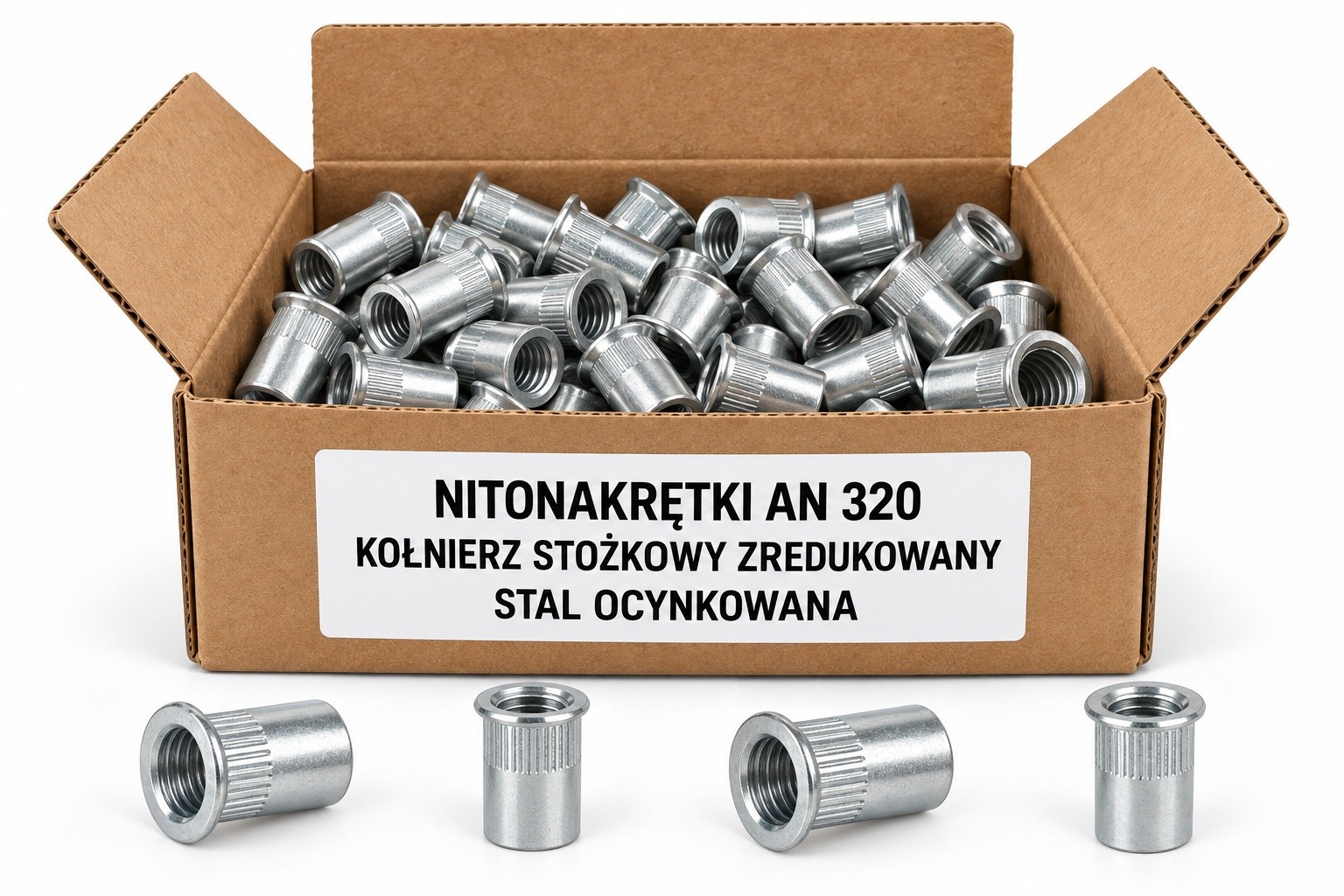 Nitonakrętki AN 320 — stal ocynkowana, opakowanie poglądowe
