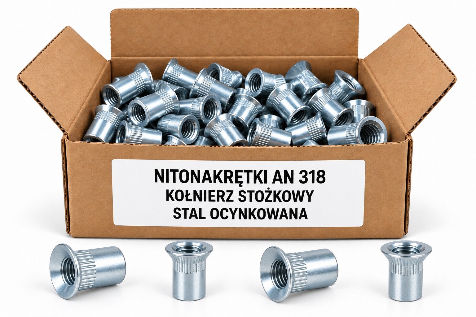 Nitonakrętki AN 318 — stal ocynkowana, opakowanie poglądowe