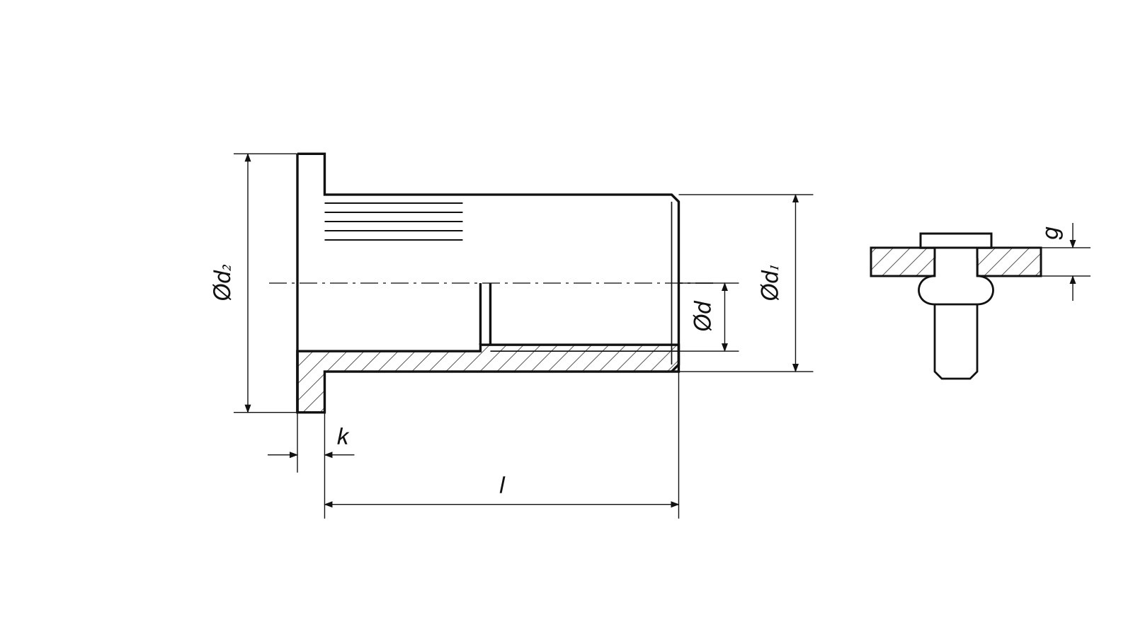 AN 315 — własny schemat wymiarowy d, d1, d2, k, l, g