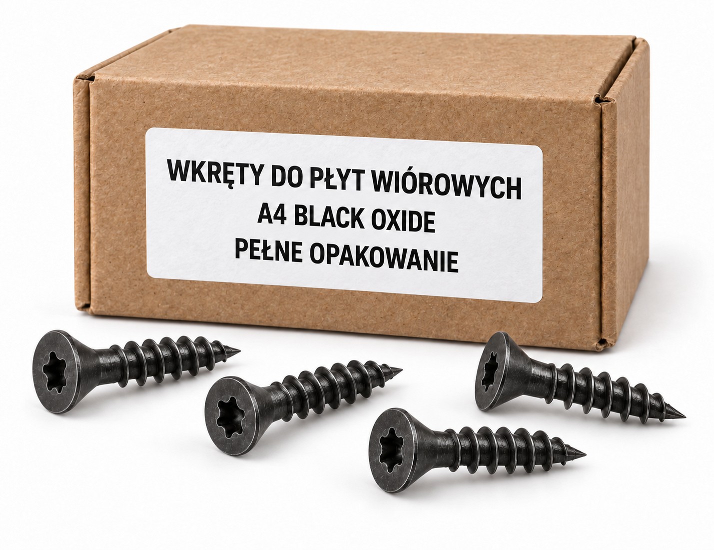 Wkręty do płyt wiórowych A4 Black Oxide w kartoniku — ilustracja rodziny