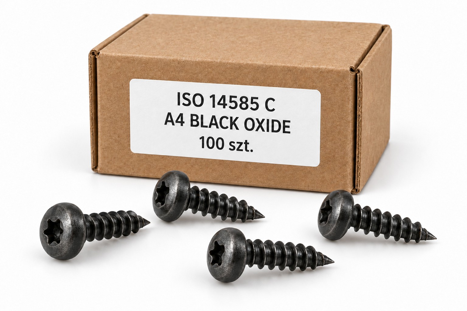 Wkręty ISO 14585 C A4 Black Oxide w kartoniku — ilustracja rodziny