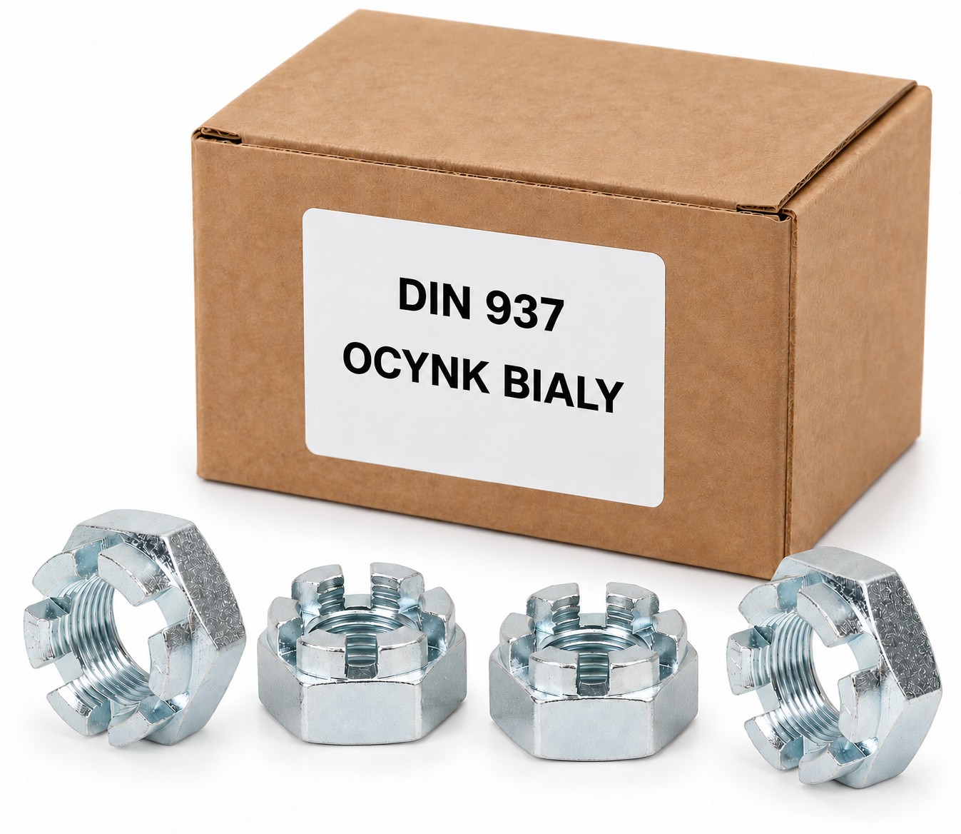 DIN 937, ocynk biały — własna ilustracja opakowania rodziny