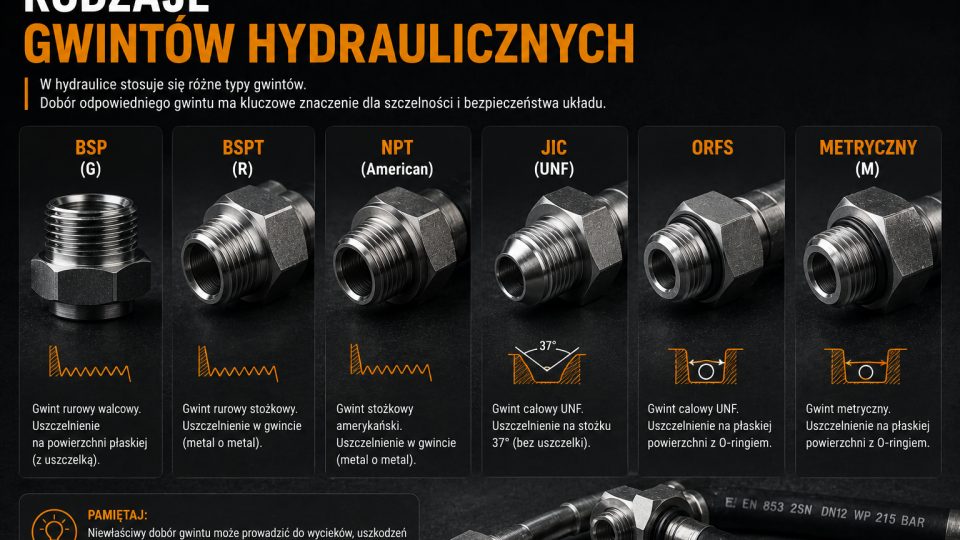 Rodzaje gwintów hydraulicznych